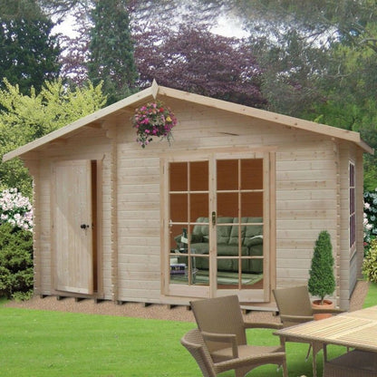 Shire Shire Bourne 13' 8" x 13' 8" Apex Log Cabin - Premium 34mm Cladding Tongue & Groove