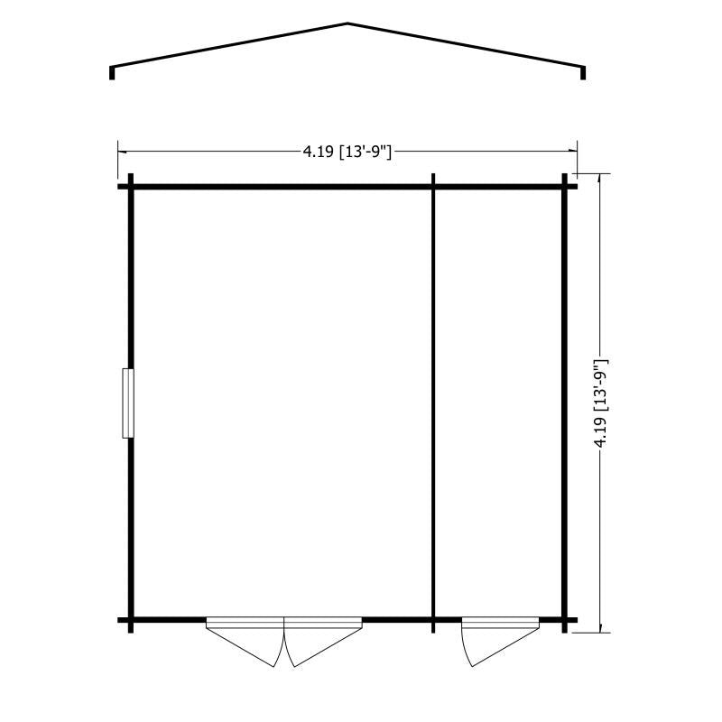 Shire Shire Bourne 13' 8" x 13' 8" Apex Log Cabin - Premium 28mm Cladding Tongue & Groove