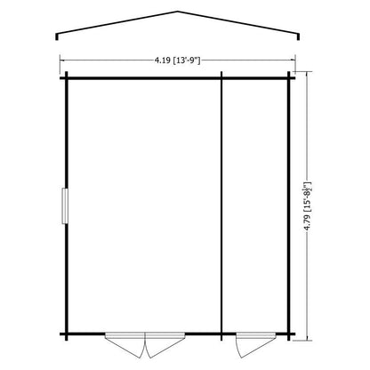 Shire Shire Bourne 13' 8" x 15' 8" Apex Log Cabin - Premium 44mm Cladding Tongue & Groove