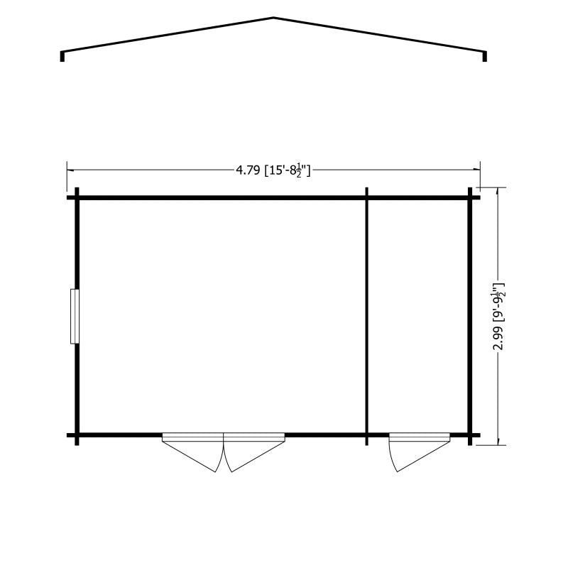 Shire Shire Bourne 15' 6" x 9' 9" Apex Log Cabin - Premium 28mm Cladding Tongue & Groove