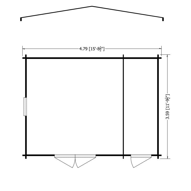 Shire Shire Bourne 15' 6" x 11' 9" Apex Log Cabin - Premium 28mm Cladding Tongue & Groove