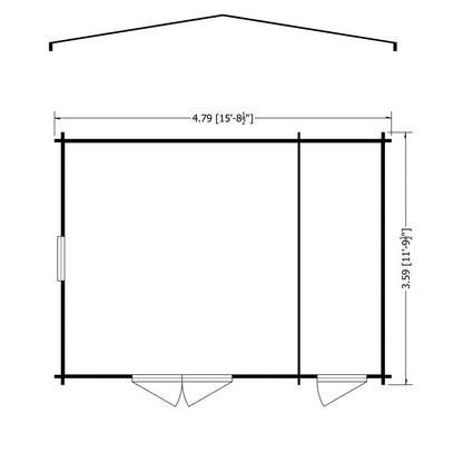 Shire Shire Bourne 15' 6" x 11' 9" Apex Log Cabin - Premium 28mm Cladding Tongue & Groove