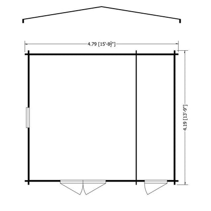 Shire Shire Bourne 15' 6" x 13' 8" Apex Log Cabin - Premium 34mm Cladding Tongue & Groove