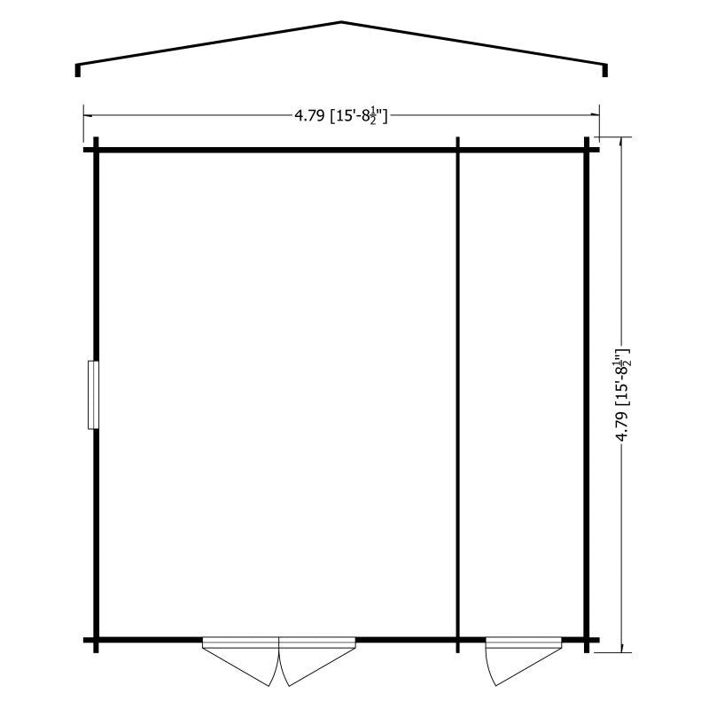 Shire Shire Bourne 15' 6" x 15' 8" Apex Log Cabin - Premium 28mm Cladding Tongue & Groove