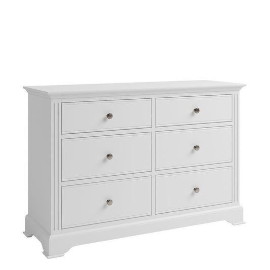 Anglian Furniture Barford Large Chest of Drawers Oak White 6 Drawers