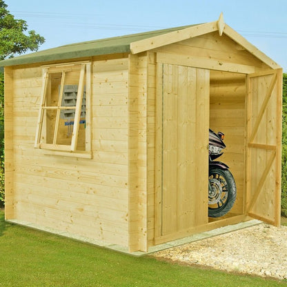 Shire Shire Bradley 8' 3" x 7' 11" Apex Log Cabin - Premium 19mm Cladding Log Clad