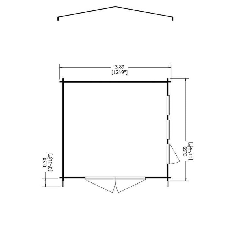 Shire Shire Bradenham 12' 9" x 11' 9" Apex Log Cabin - Premium 28mm Cladding Tongue & Groove