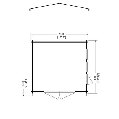 Shire Shire Bradenham 12' 9" x 11' 9" Apex Log Cabin - Premium 28mm Cladding Tongue & Groove