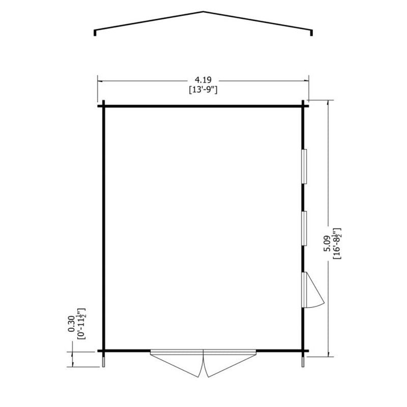 Shire Shire Bradenham 13' 8" x 16' 8" Reverse Apex Garage - Premium 34mm Cladding Tongue & Groove