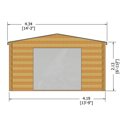 Shire Shire Bradenham 13' 8" x 16' 8" Apex Log Cabin - Premium 44mm Cladding Tongue & Groove