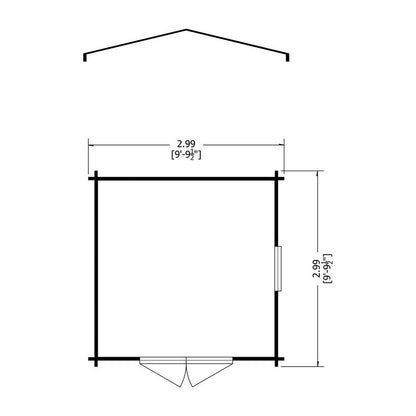 Shire Shire Bradley 10' x 10' Apex Log Cabin - Budget 19mm Cladding Tongue & Groove