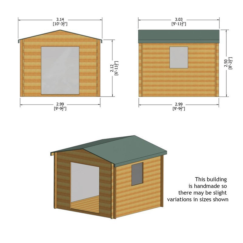 Shire Shire Bradley 10' x 10' Apex Log Cabin - Budget 19mm Cladding Tongue & Groove