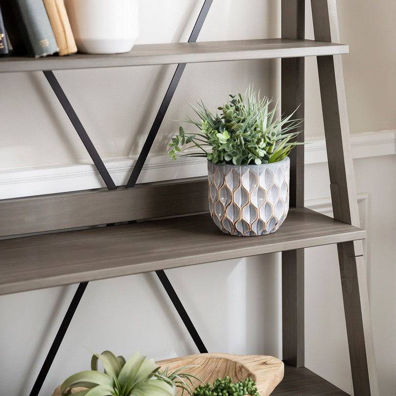 Norfolk Furniture Ladder Tall Bookcase Grey 4 Shelves