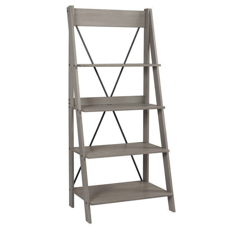 Norfolk Furniture Ladder Tall Bookcase Grey 4 Shelves