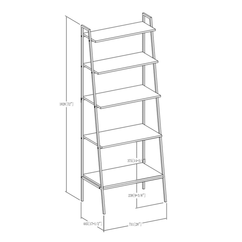 Norfolk Furniture Contemporary Tall Shelving Unit White 5 Shelves