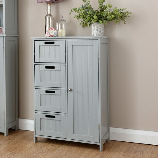 GFW Colonial Cabinet Grey 1 Door 4 Drawers