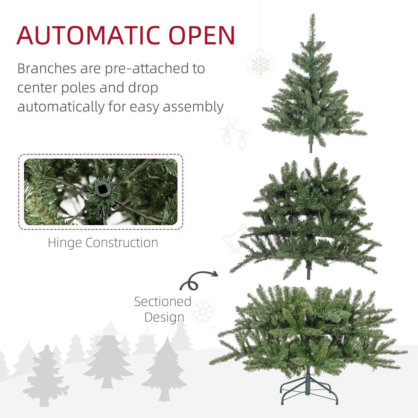 6ft Prelit Christmas Tree Artificial - with LED Lights Warm White 872 Tips