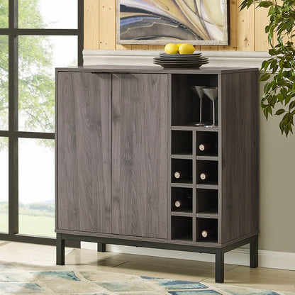 Norfolk Furniture Buffet Sideboard Metal & Wood Grey 2 Doors 9 Shelves