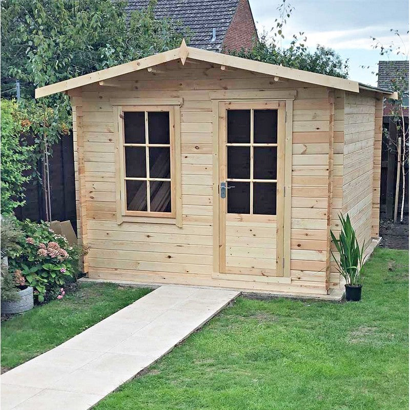 Shire Shire Bucknells 9' 9" x 7' 10" Apex Log Cabin - Premium 70mm Cladding Tongue & Groove