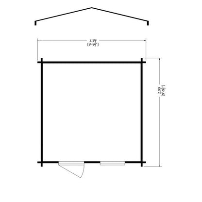 Shire Shire Bucknells 10' x 10' Apex Log Cabin - Classic 28mm Cladding Tongue & Groove