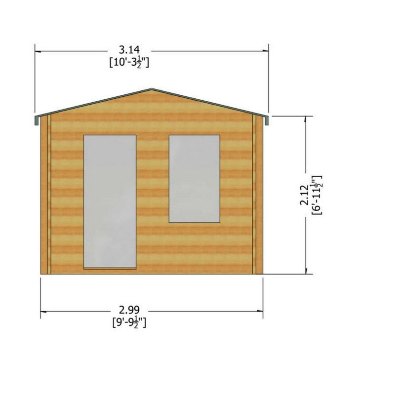 Shire Shire Bucknells 10' x 10' Apex Log Cabin - Classic 28mm Cladding Tongue & Groove