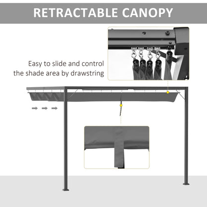 3M Outdoor Pergola Retractable Canopy Wall Mounted Gazebo Patio Shelter Sun Shade