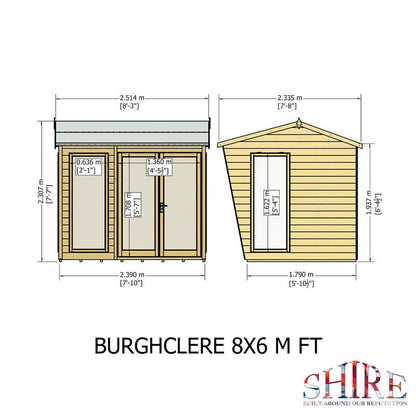 Shire Burghclere 7' 7" x 8' 2" Pent Summerhouse - Premium Dip Treated Shiplap