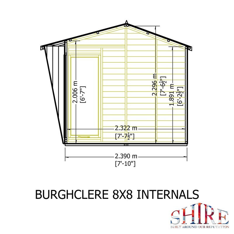 Shire Burghclere 7' 10" x 7' 10" Pent Summerhouse - Premium Dip Treated Shiplap