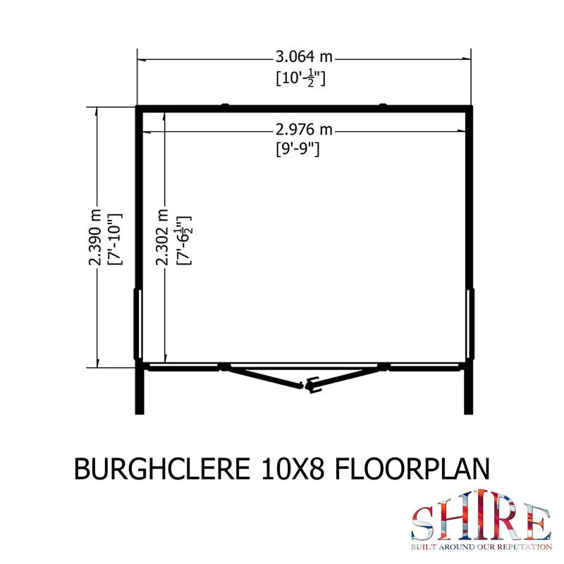 Shire Burghclere 7' 10" x 10' Pent Summerhouse - Premium Dip Treated Shiplap