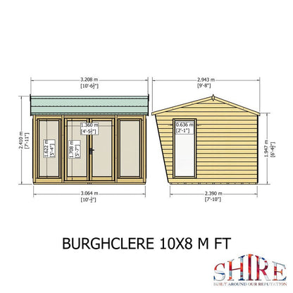 Shire Burghclere 7' 10" x 10' Pent Summerhouse - Premium Dip Treated Shiplap