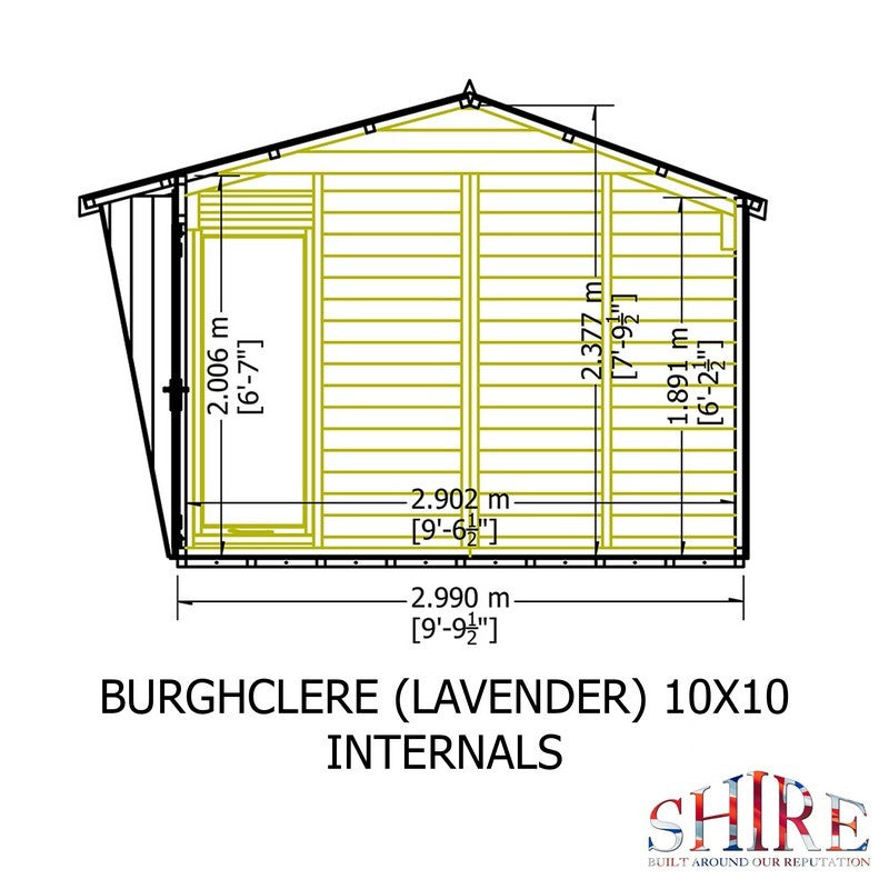 Shire Burghclere 9' 9" x 10' Pent Summerhouse - Premium Dip Treated Shiplap