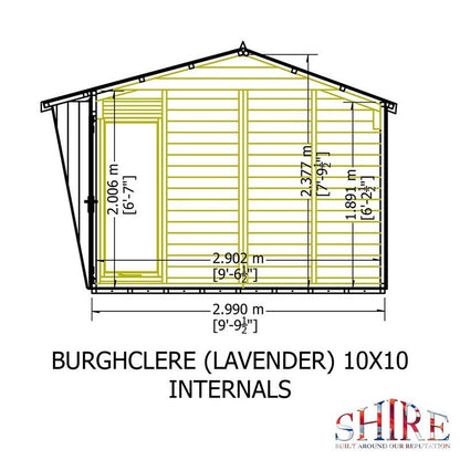 Shire Burghclere 9' 9" x 10' Pent Summerhouse - Premium Dip Treated Shiplap