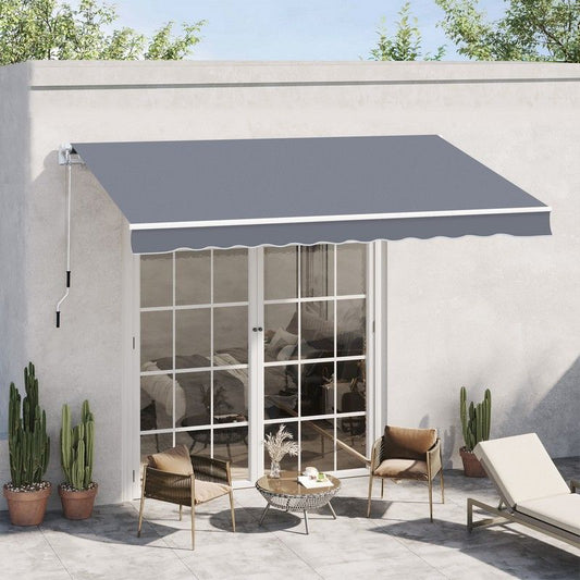 Outsunny Outsunny Manual Retractable Awning Size (4M X3M)-Grey