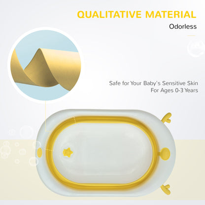 Foldable Portable Baby Bath Tub w/ Temperature-Induced Water Plug for 0-3 years