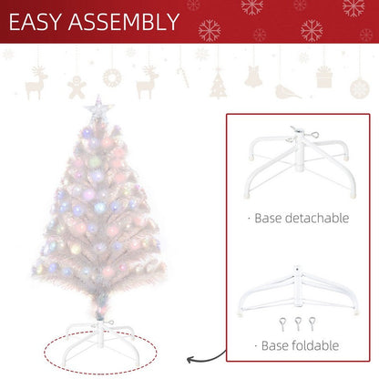 3 Foot Prelit Artificial Christmas Tree with Fibre Optic LED Lights Holiday Home Xmas Decoration