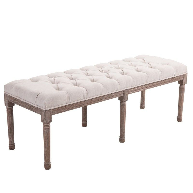 Homcom Homcom Longline Vintage Ottoman Bench With Wooden Frame