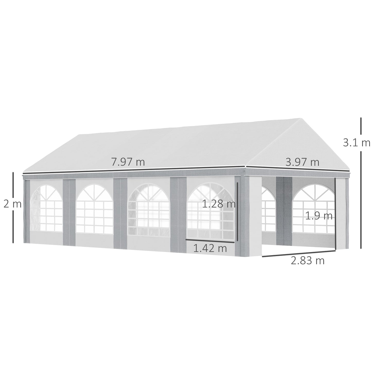 8 x 4m Galvanised Party Tent