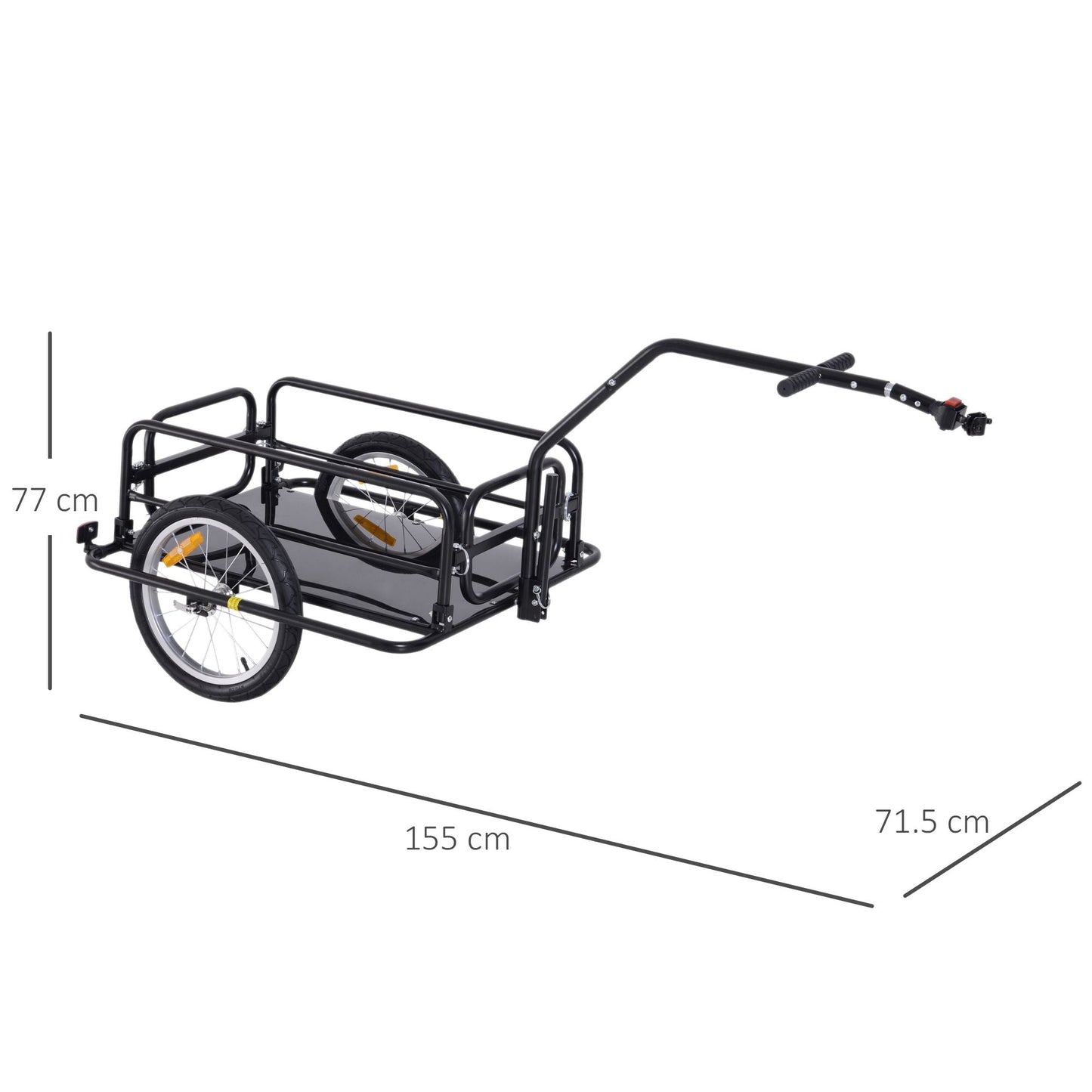 Bike Cargo Trailer Bicycle Cargo Storage Cart w/ Hitch Cycling Camping Luggage Storage Carrier Transport Steel Black