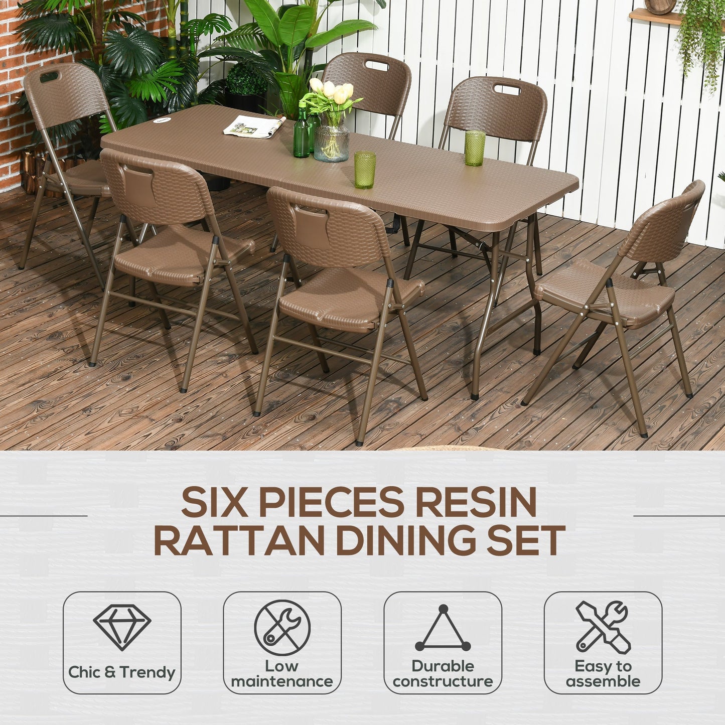 Patio 7-Piece Resin Rattan Dining Set