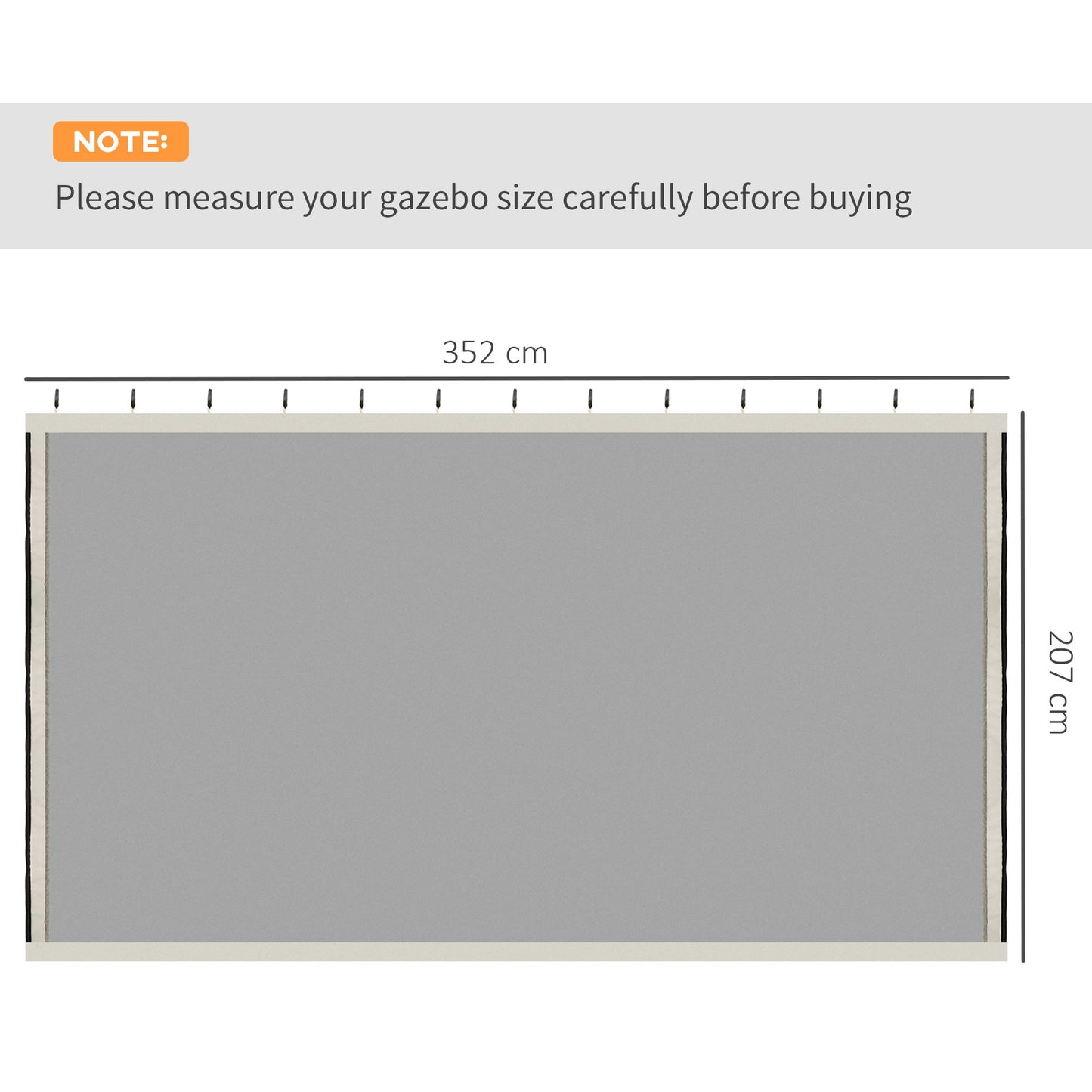 352 x 207cm Universal Replacement Mesh Sidewall Netting for Patio Gazebos and Canopy Tents