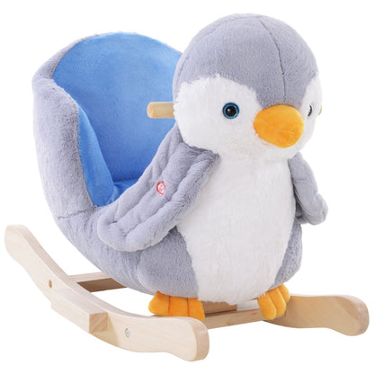 Children Kids Animal Rocking Horse Penguin Plush Musical Button 32 Songs Kid Rocker