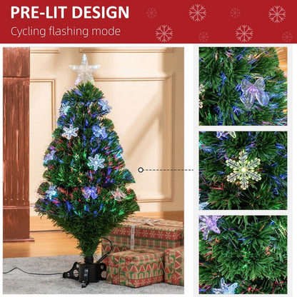 3 Foot Prelit Artificial Christmas Tree Fiber Optic LED Light Holiday Home Xmas Decoration Tree with Foldable Feet