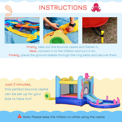 Bounce Castle Inflatable Trampoline Slide Pool Octopus Design 3.8 x 2 x 1.8m