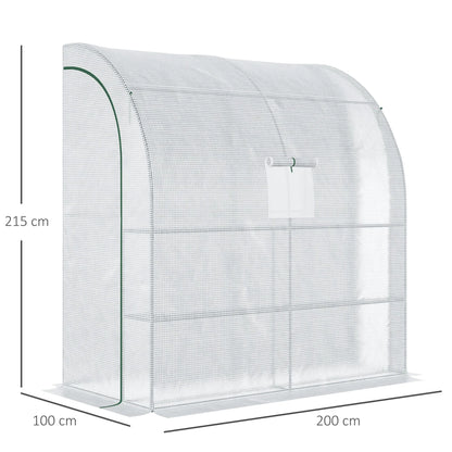 Walk-In Lean to Wall Greenhouse w/Window