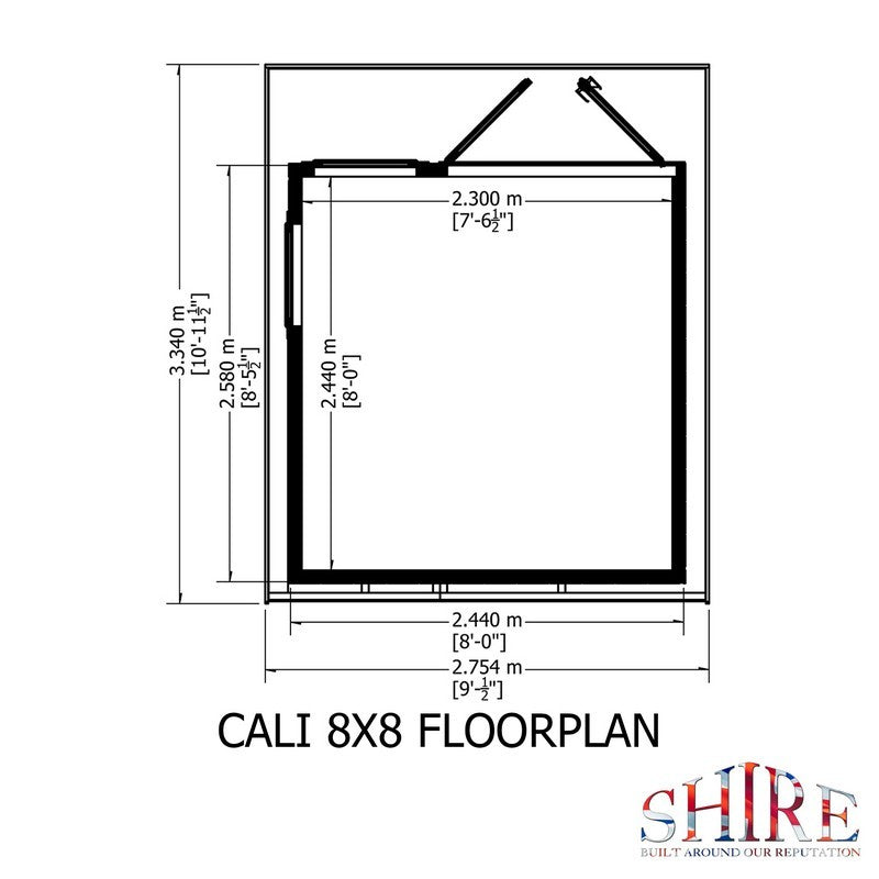 Shire Cali 8' 5" x 8' Pent Garden Office - Premium Wax Board