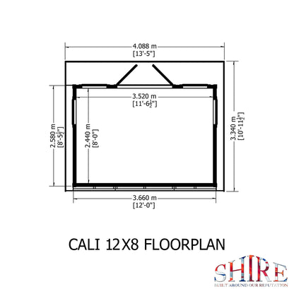 Shire Cali 8' 5" x 12' Pent Garden Office - Premium Wax Board