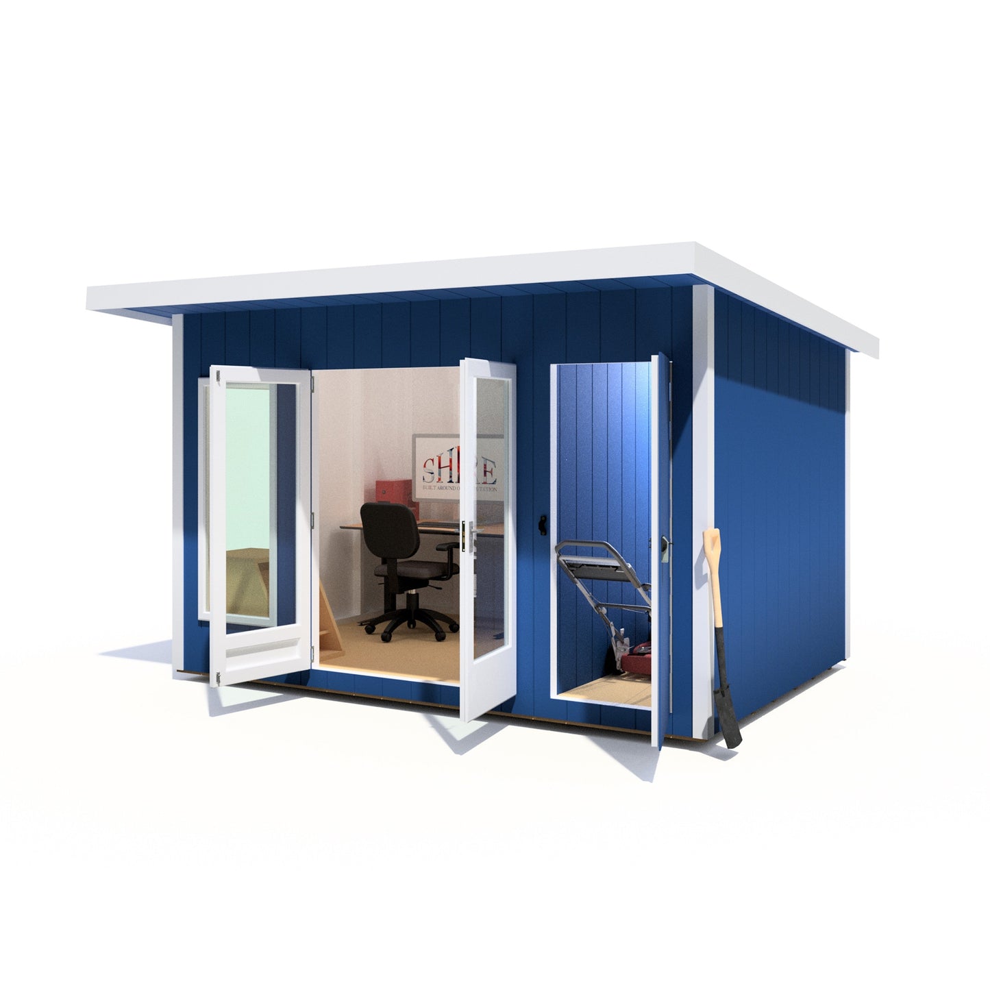 Shire Cali 8' 5" x 12' Pent Garden Office with Storage - Premium Wax Board