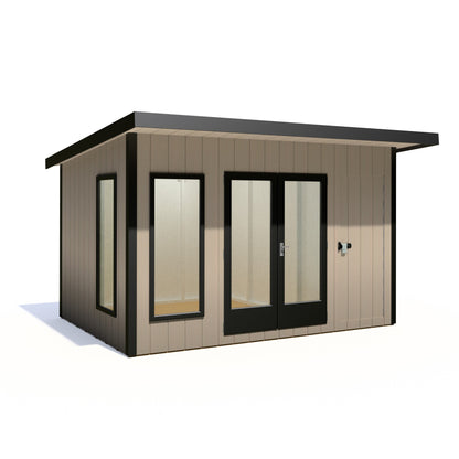 Shire Cali 8' 5" x 12' Pent Garden Office with Storage - Premium Wax Board