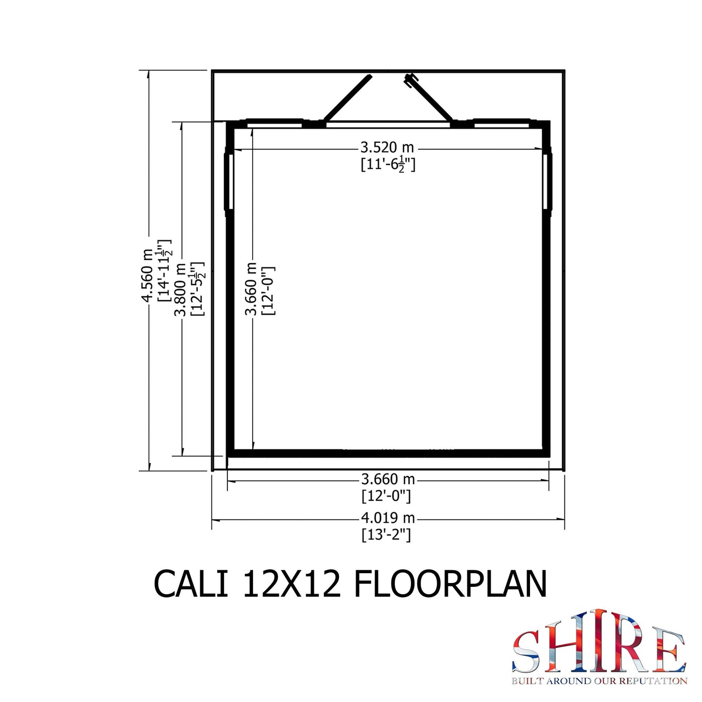 Shire Cali 12' 5" x 12' Pent Garden Office - Premium Wax Board