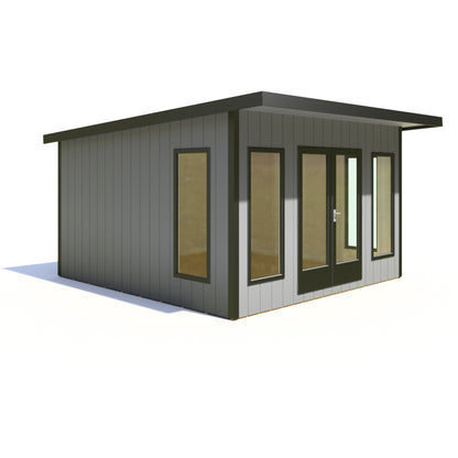 Shire Cali 12' 5" x 12' Pent Garden Office - Premium Wax Board